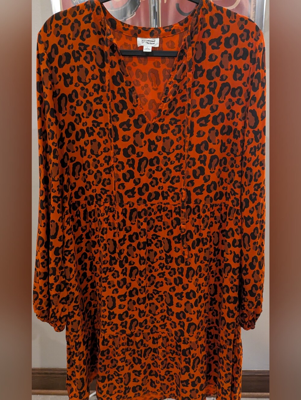 $14 The Drop x Grace Atwood - Size L - Red Leopard Print Tiered Mini Dress  EUC